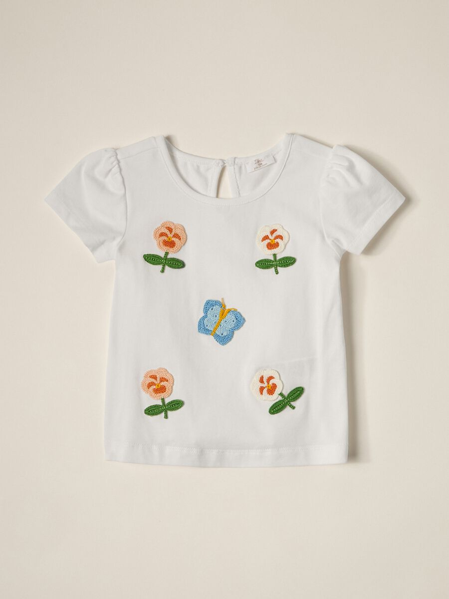 IANA newborn girl T-shirt in stretch cotton_0