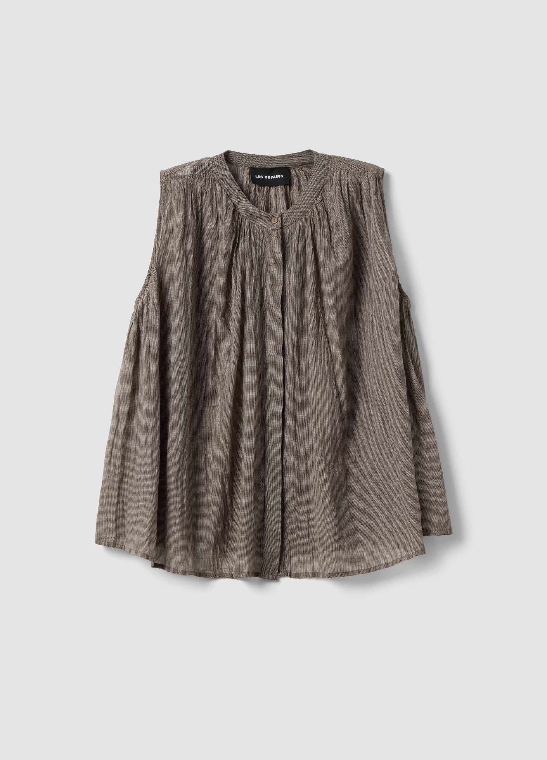 Brown Pure Cotton Sleeveless Blouse Regular Fit