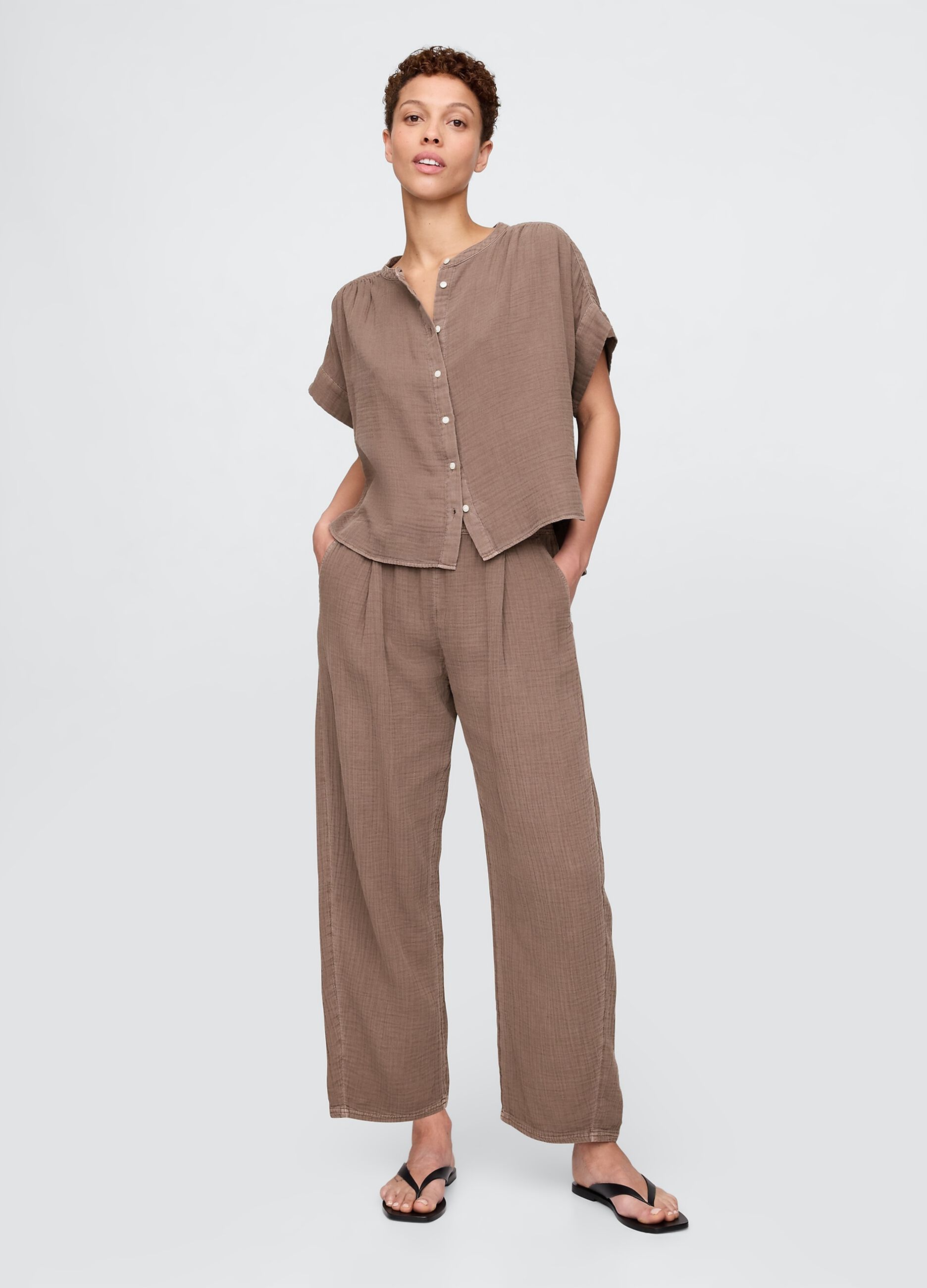 Pantalone in puro cotone marrone
