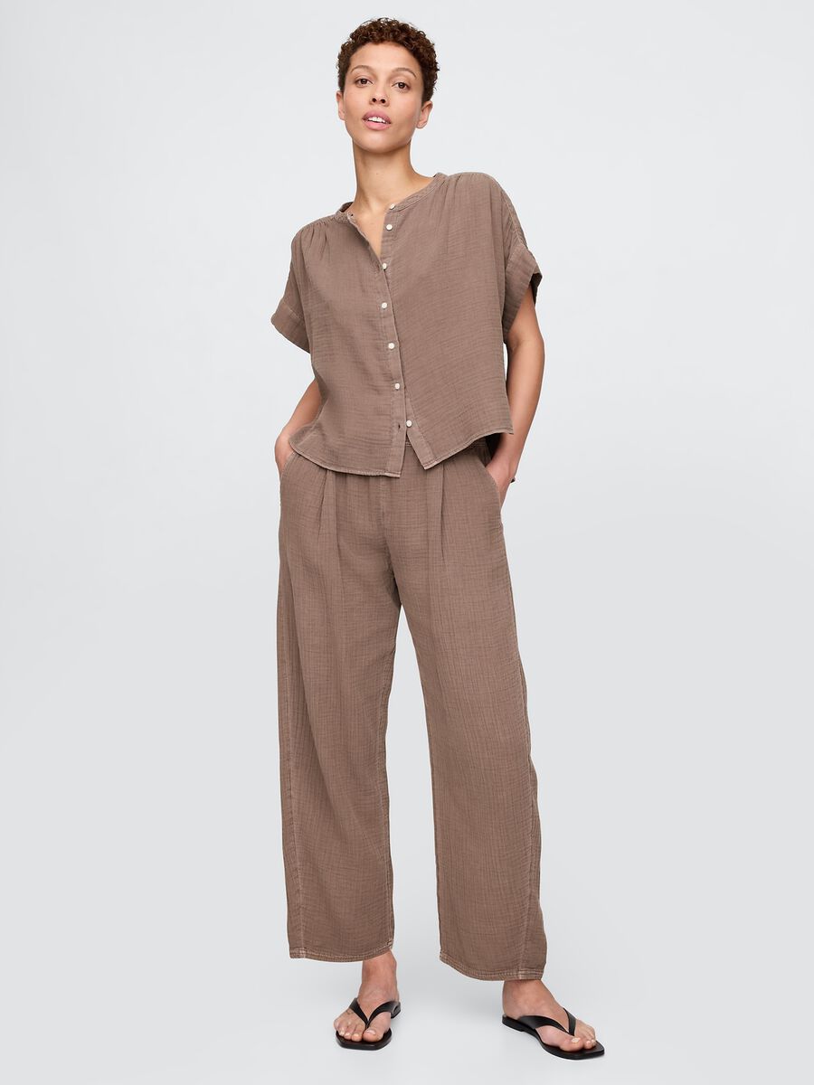 Pantalone in puro cotone marrone_0