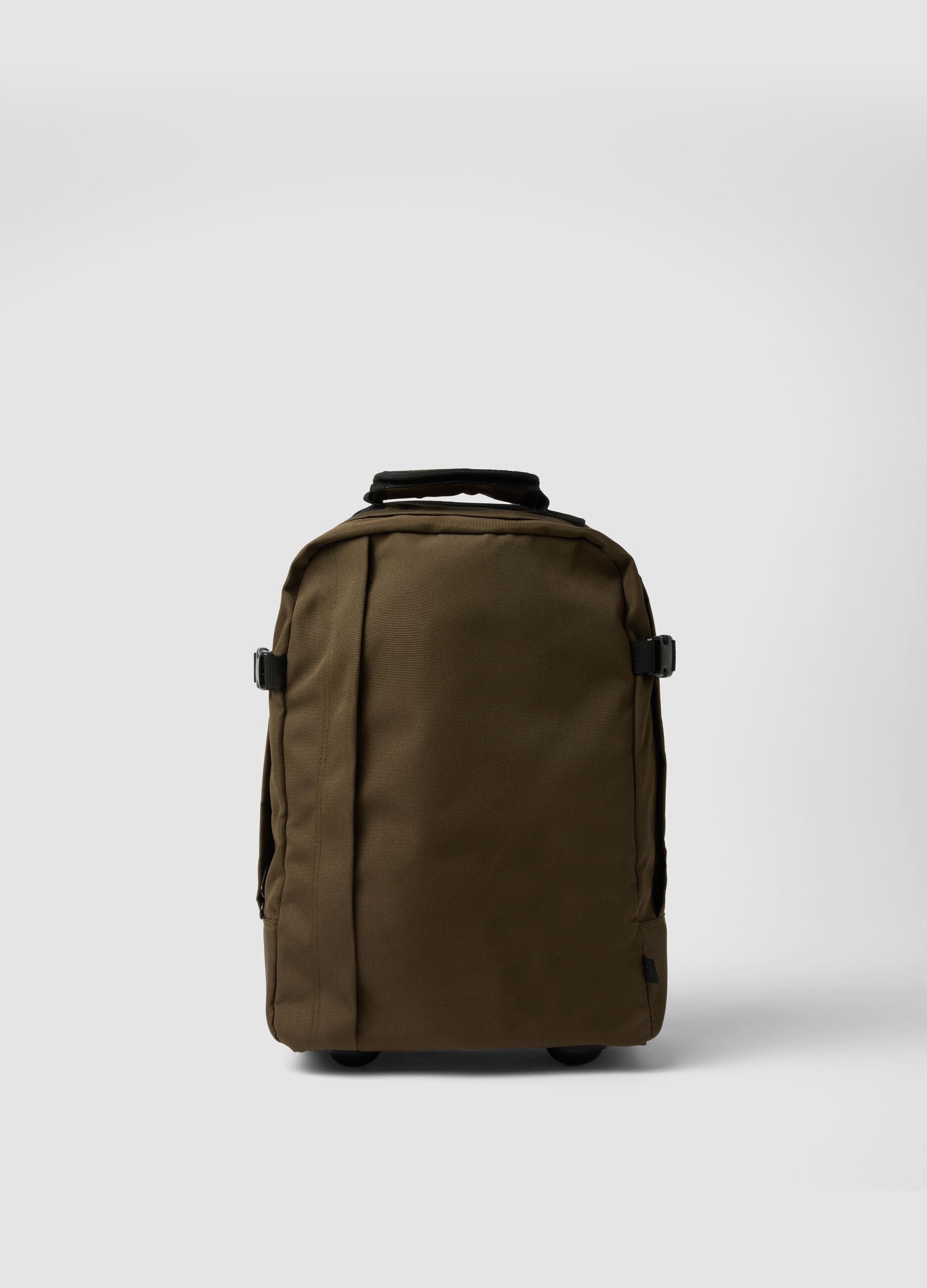 Borsa trolley marrone con spallacci e manico telescopico