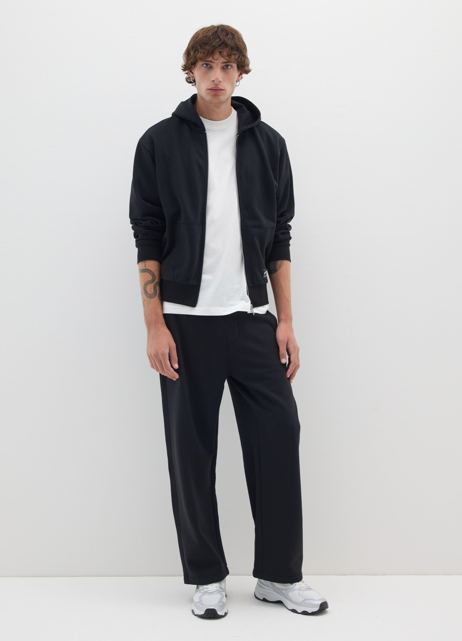 Pantaloni in misto cotone nero relaxed fit