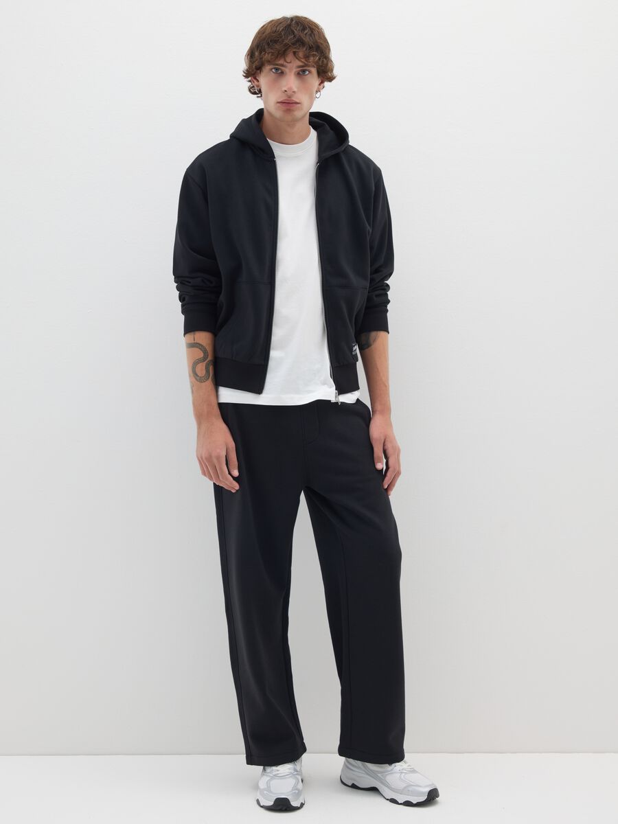 Pantaloni in misto cotone nero relaxed fit_0