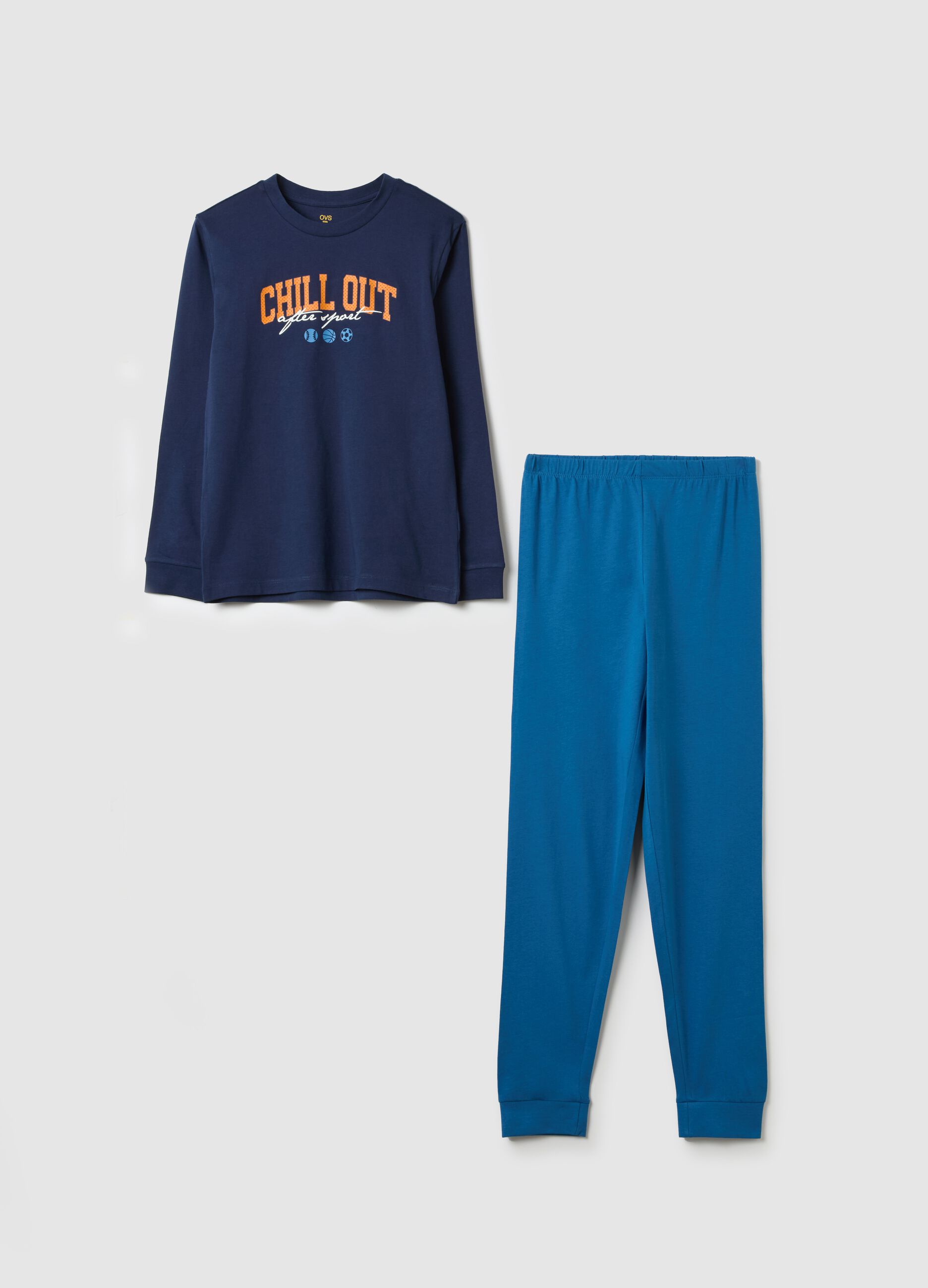 Pigiama in cotone stampa "Chill out after sport"