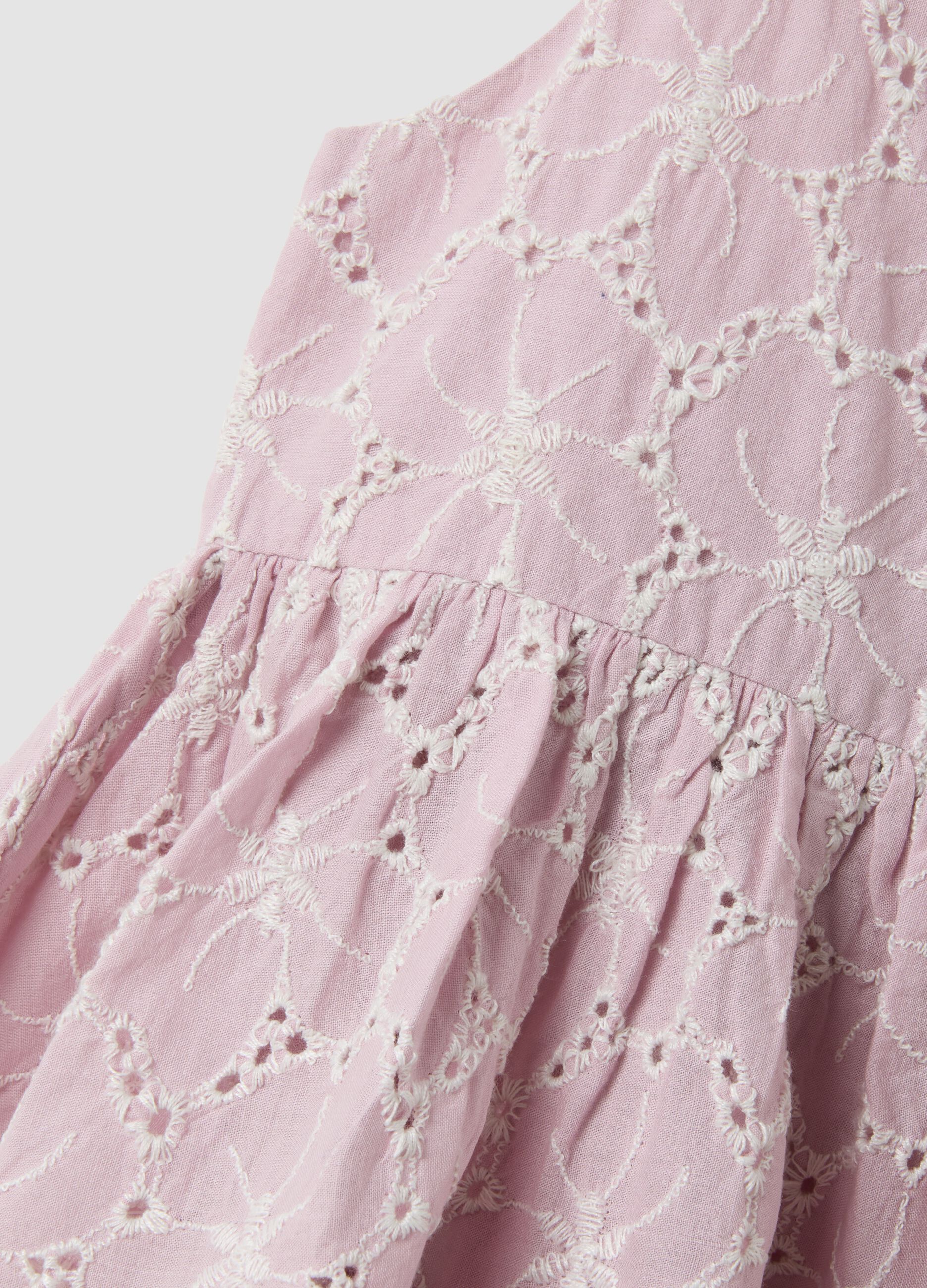 Pink pure cotton broderie anglaise dress