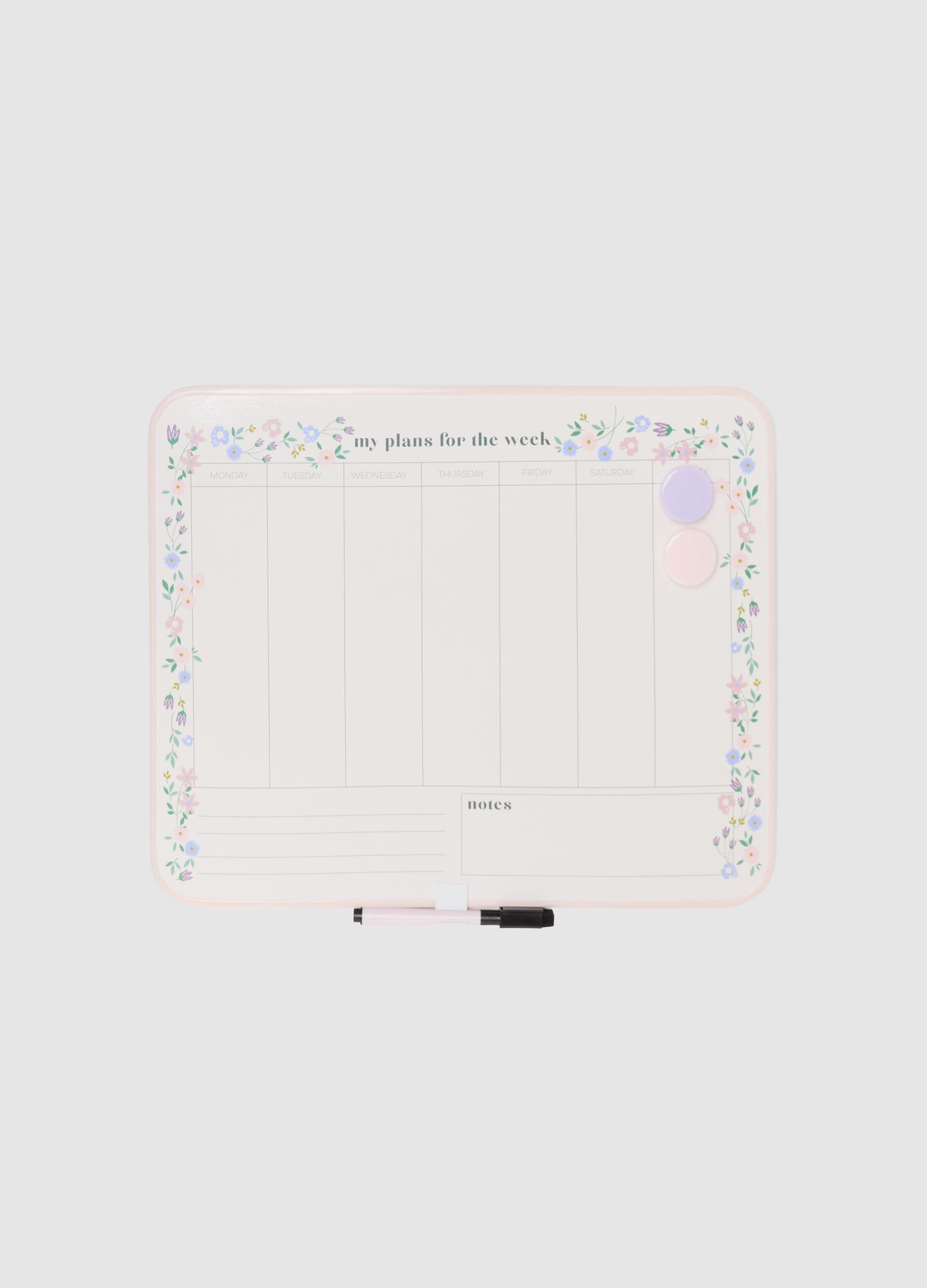 Magnetic board with weekly agenda