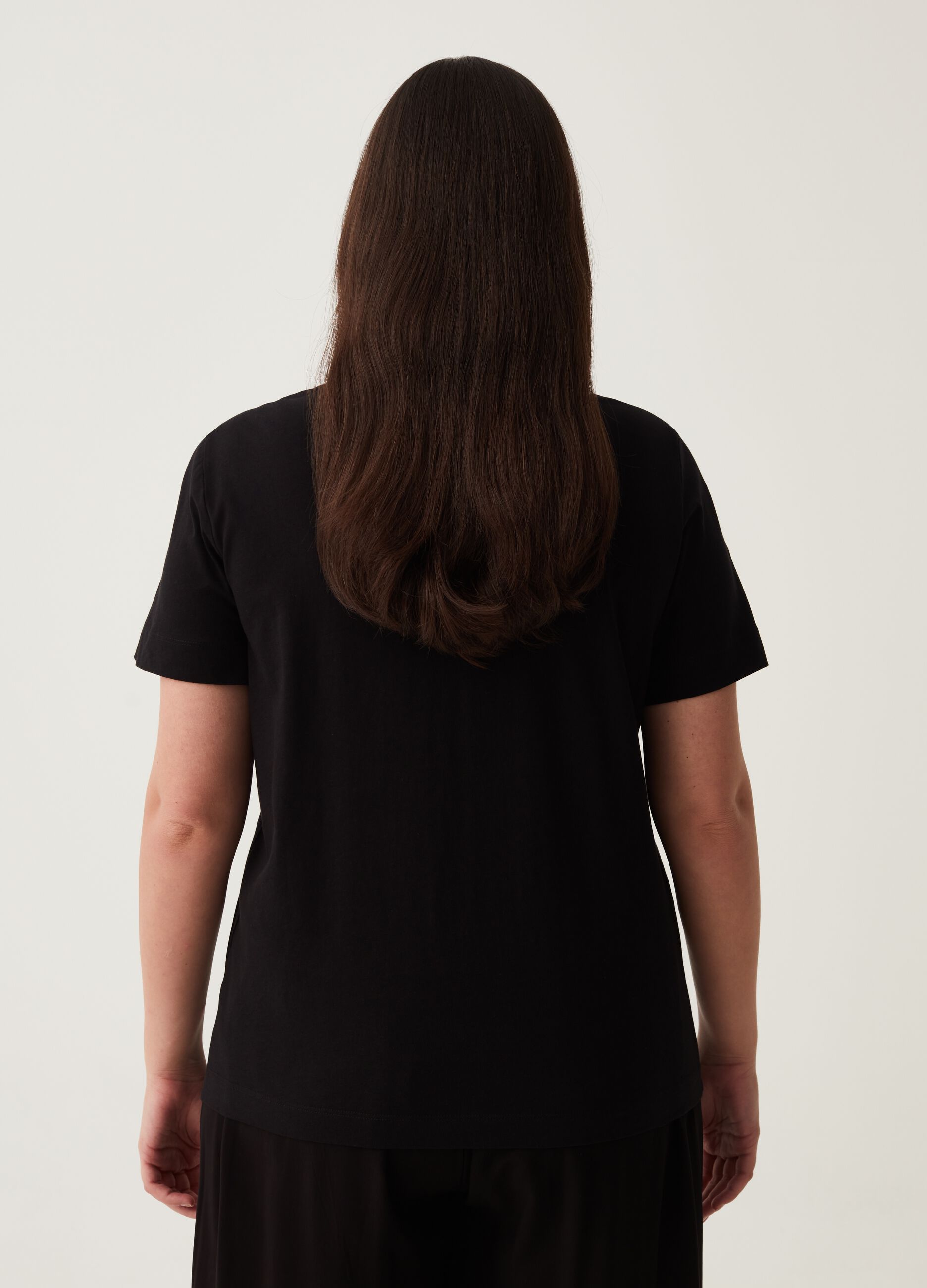T-shirt in cotone con ricamo lettering Curvy_2