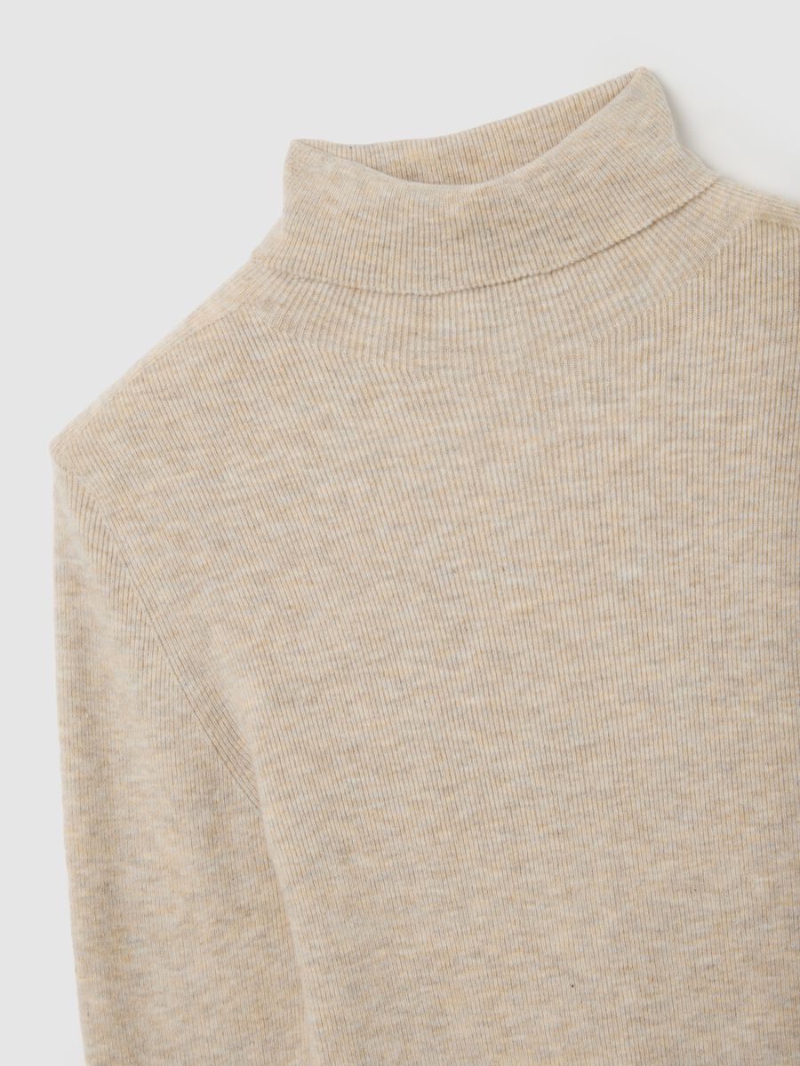 Dolcevita in misto cotone beige regular fit_5