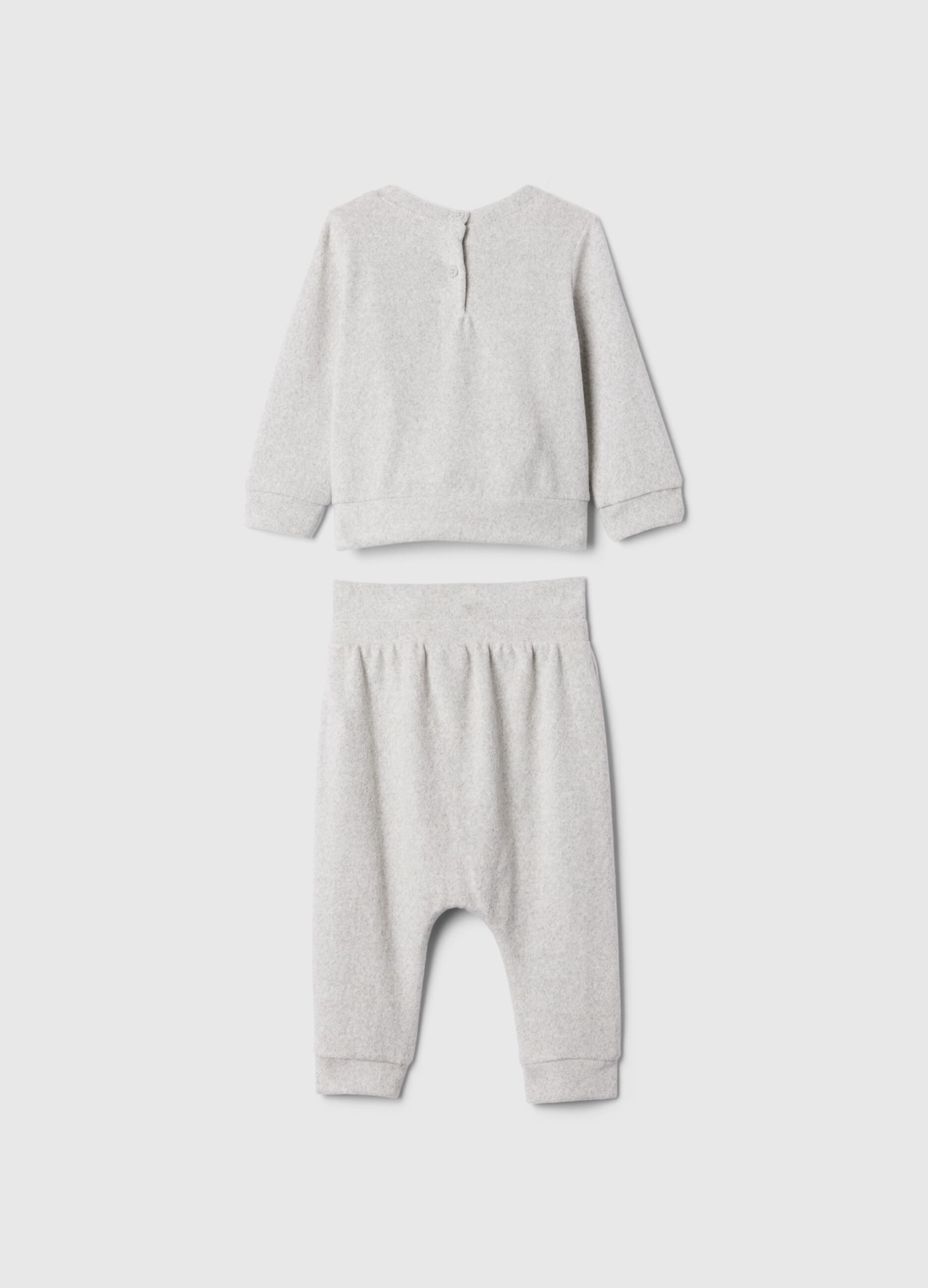 Set top e pantaloni con ricamo orsetto