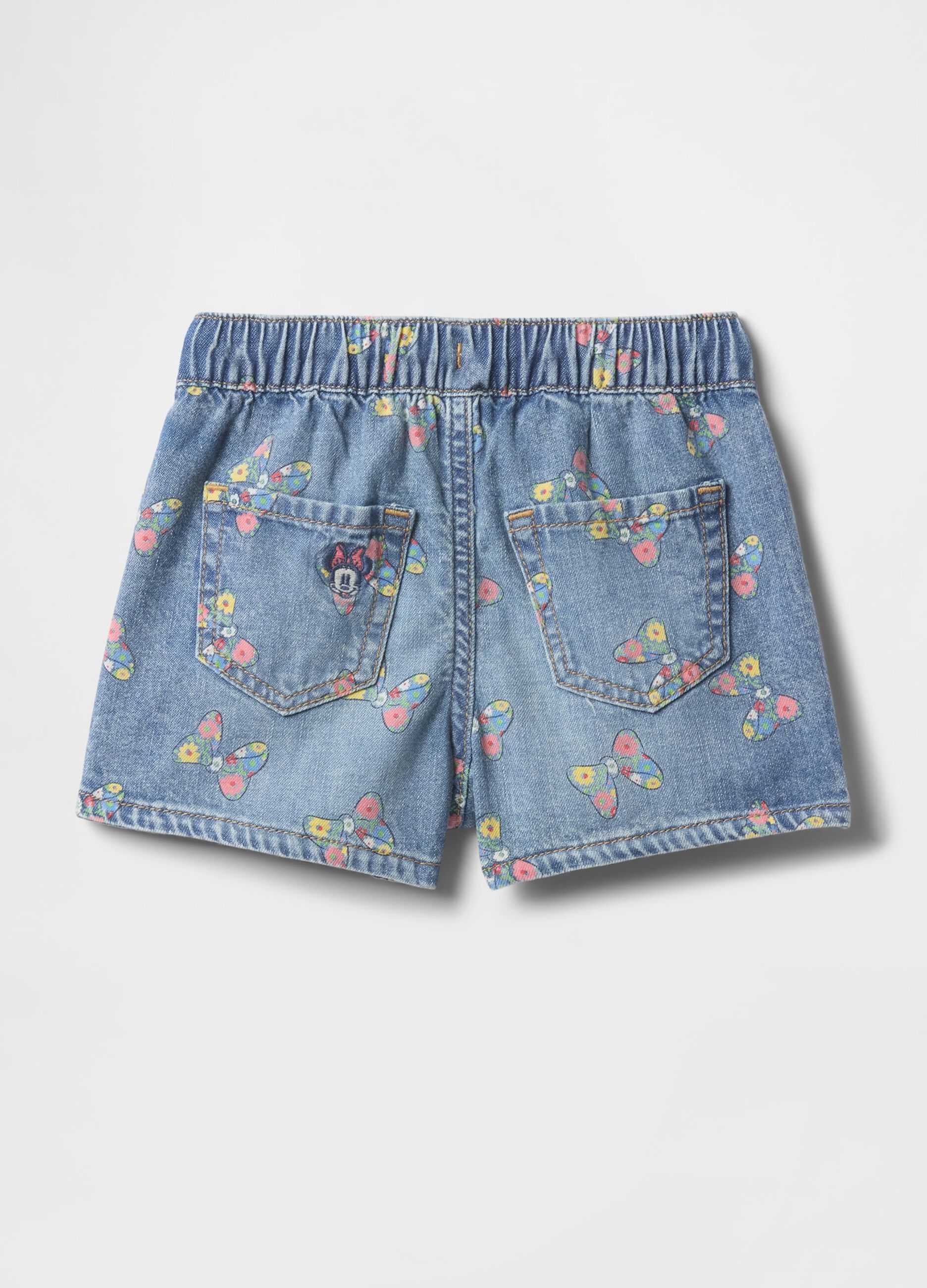 Denim Shorts with Minnie Butterfly Print
