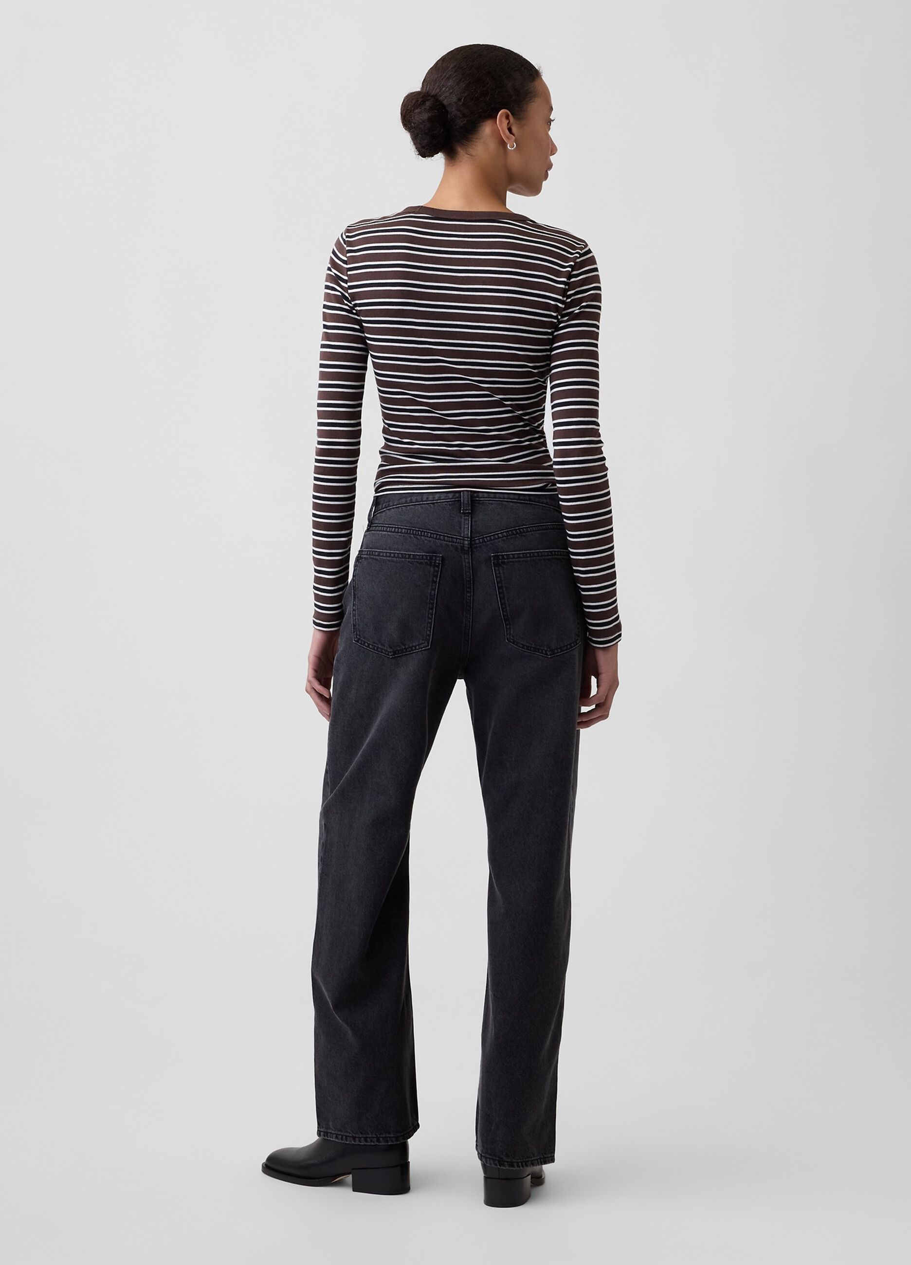 Jeans neri in puro cotone a gamba dritta over