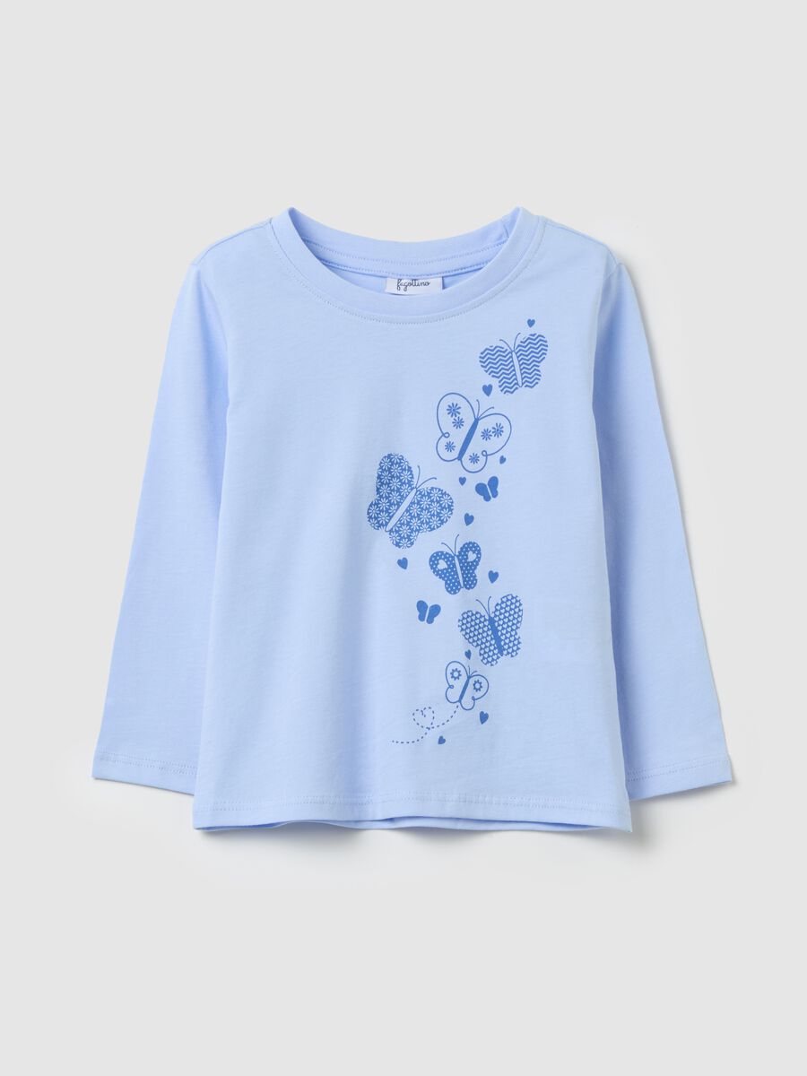 Cotton T-shirt with print and long sleeves_0