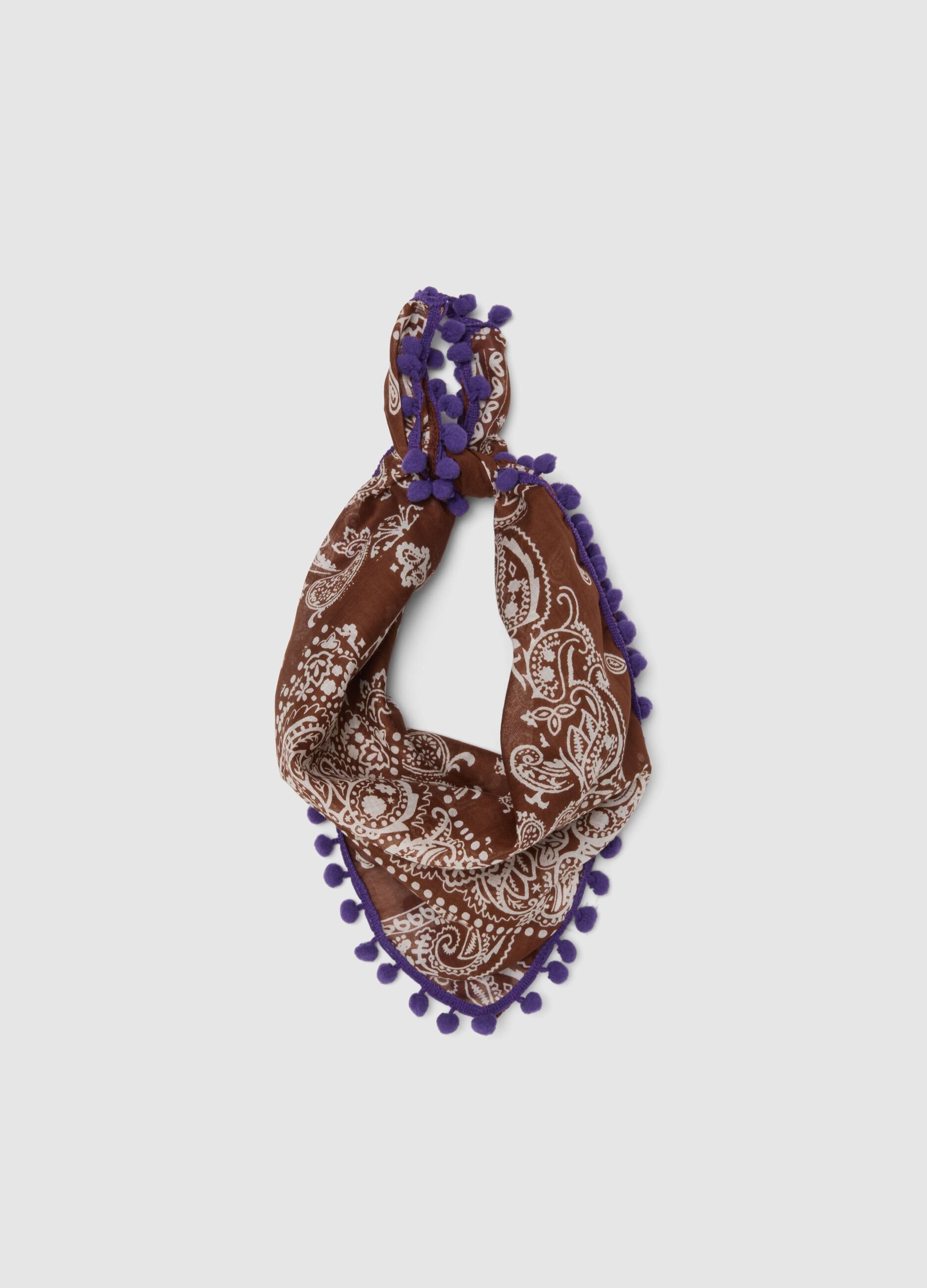 Bandana in puro cotone multicolor regular fit con pompon