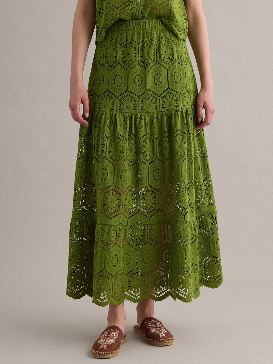 Green maxi skirt with elasticated waist_1