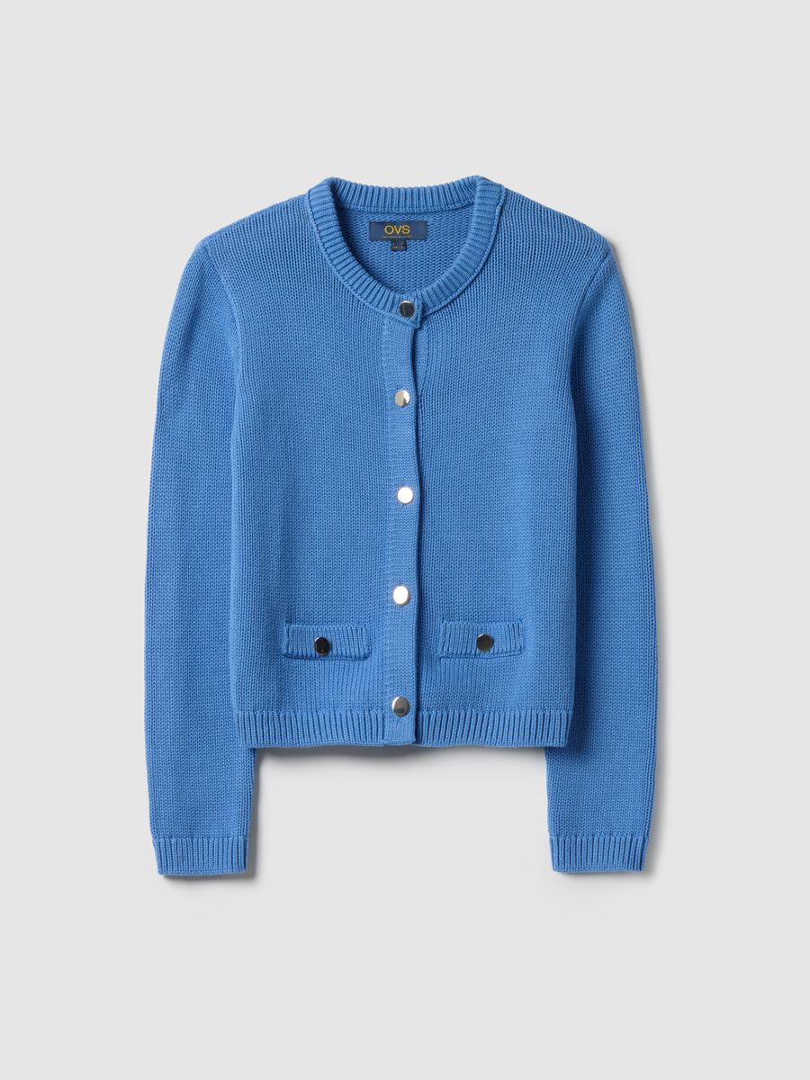 Cardigan blu in puro cotone regular fit con bottoni_4