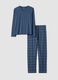 Blue V-neck pyjamas in pure organic cotton_0