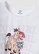 White stretch cotton T-shirt with knot and Toy Story print for girls_2