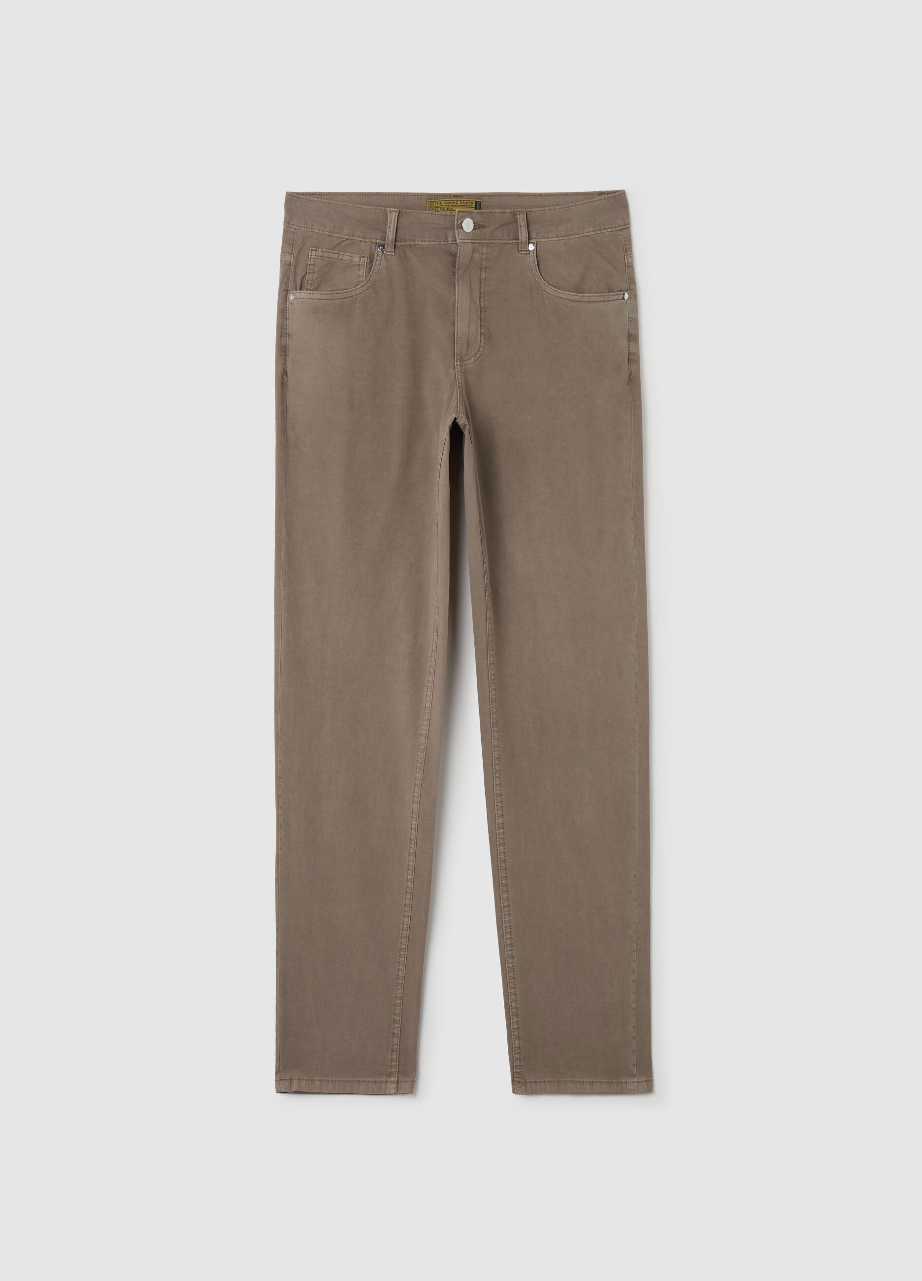 Slim-fit trousers in cotton poplin