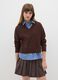 Brown regular fit V-neck sweater_1