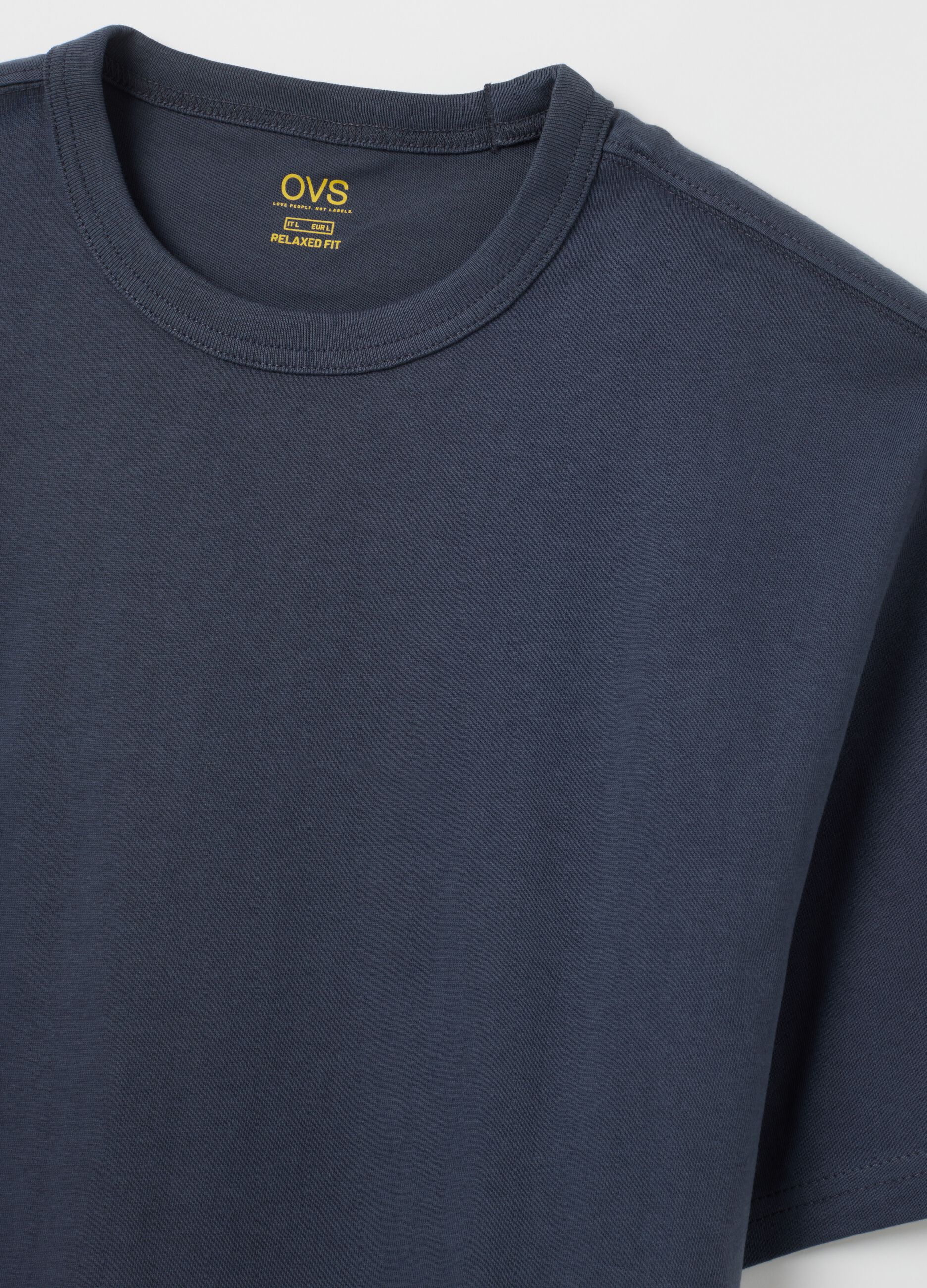 Blue pure cotton T-shirt with regular fit