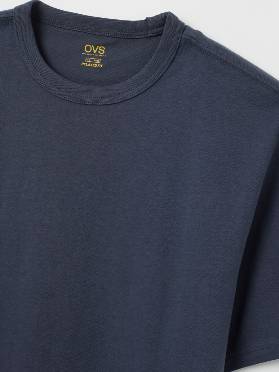 Blue pure cotton T-shirt with regular fit_5