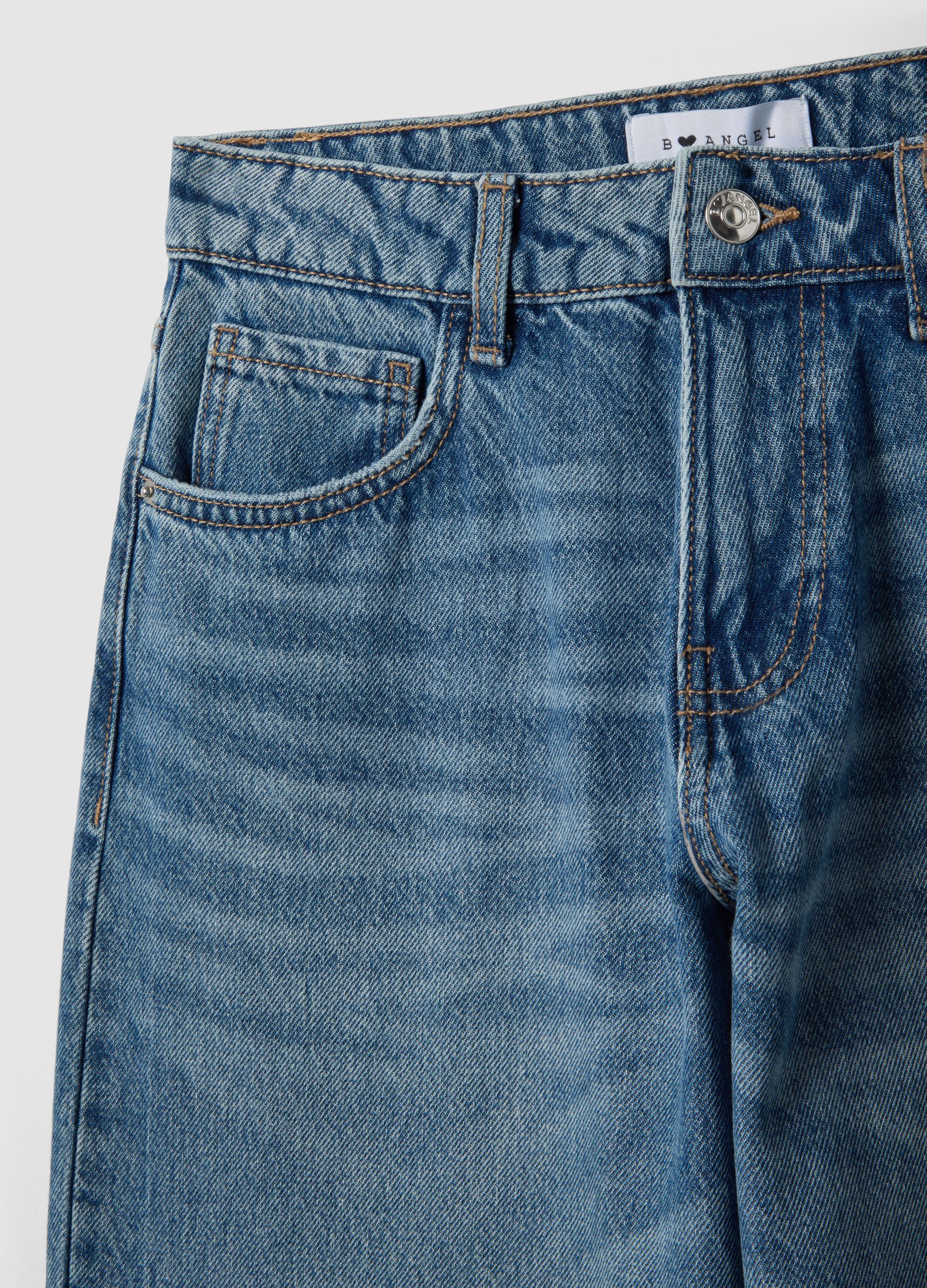 Blue denim boyfriend jeans in pure cotton