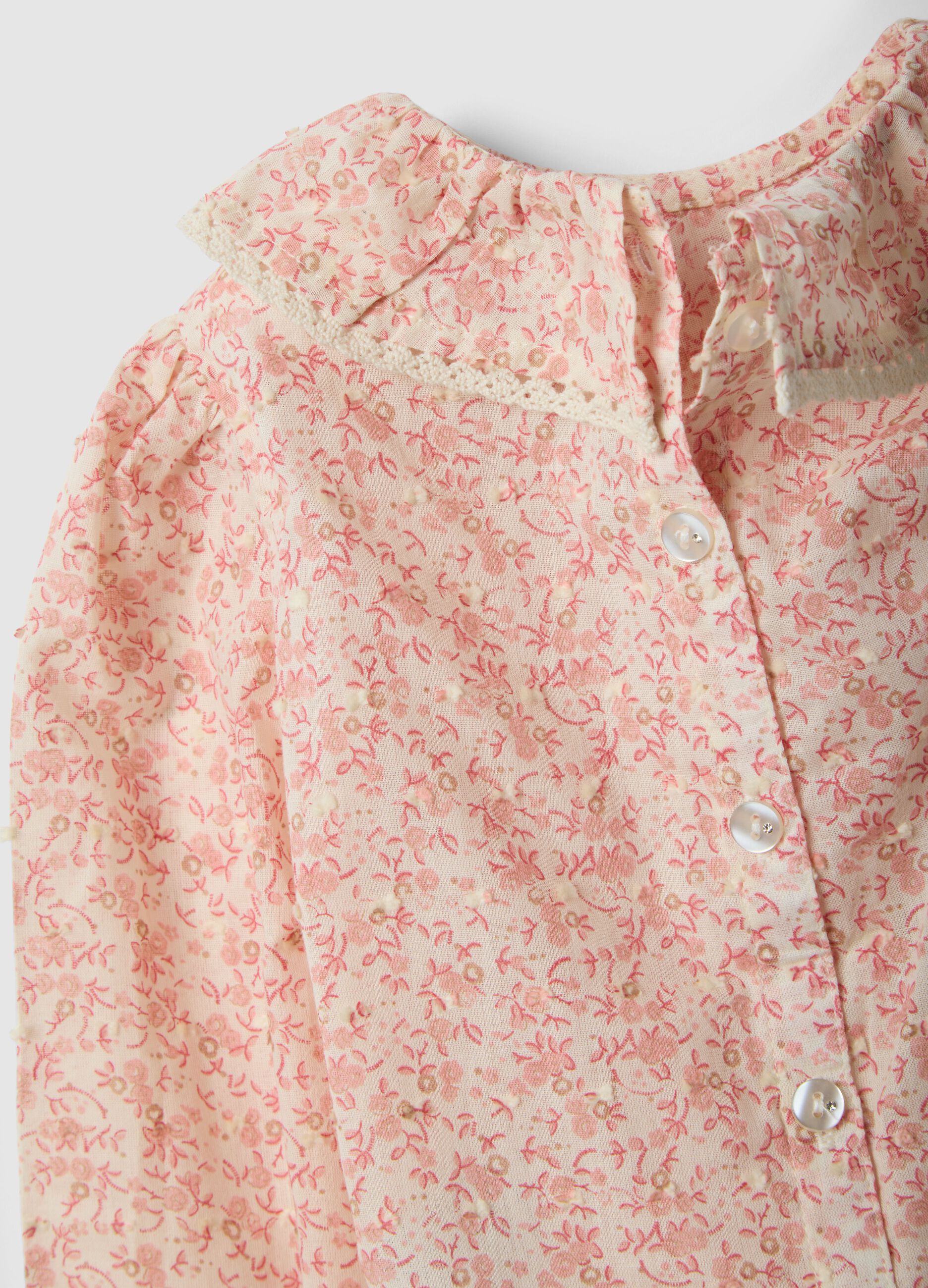 Girls' regular fit multicolor pure cotton blouse with flowers