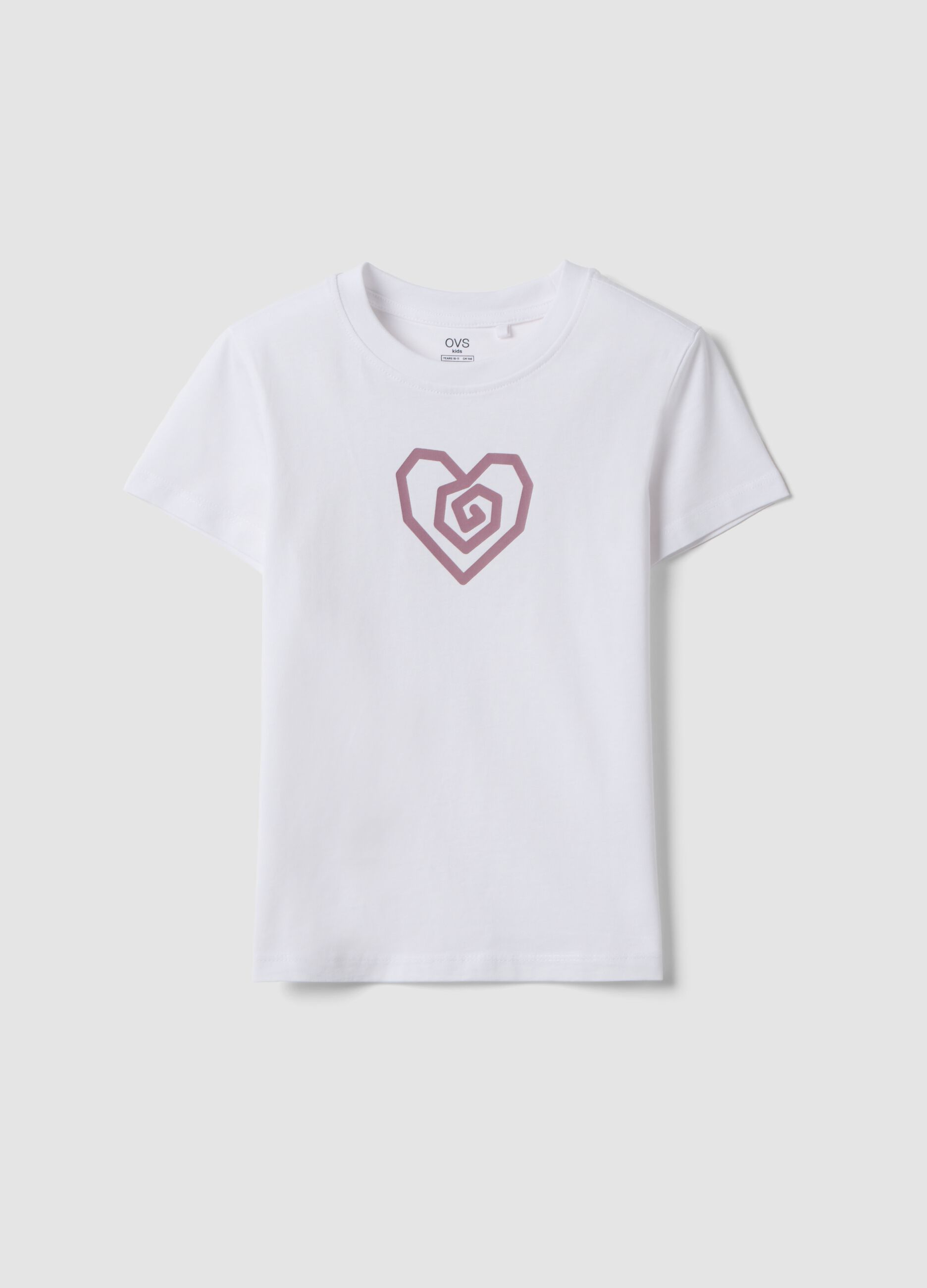 T-shirt bianca in cotone organico a maniche corte per ragazza regular fit