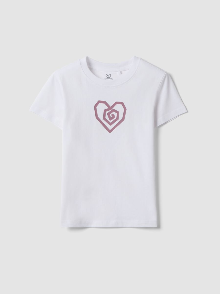 T-shirt bianca in cotone organico a maniche corte per ragazza regular fit_0