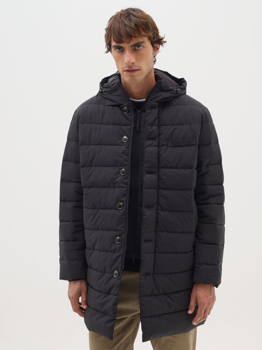 Black regular fit parka jacket with zip_0