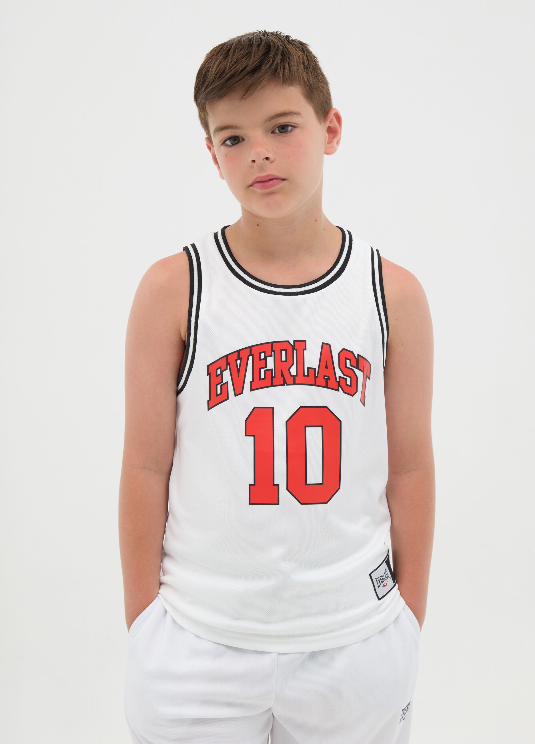 White Tank Top with Everlast Print