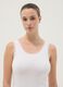 Regular fit white stretch cotton vest with lace trim_1