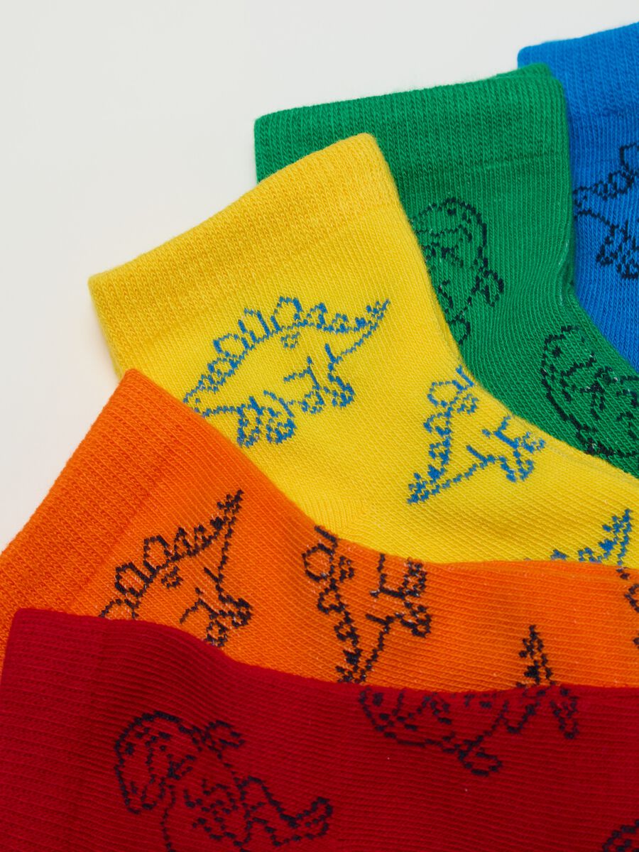 Seven-pair pack short socks with dinosaurs design_1