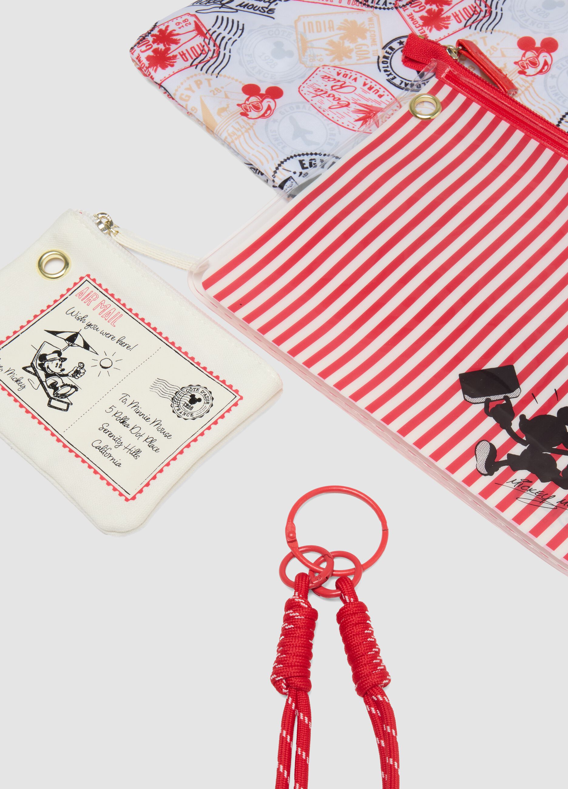 Set of three multicolour zip pouches