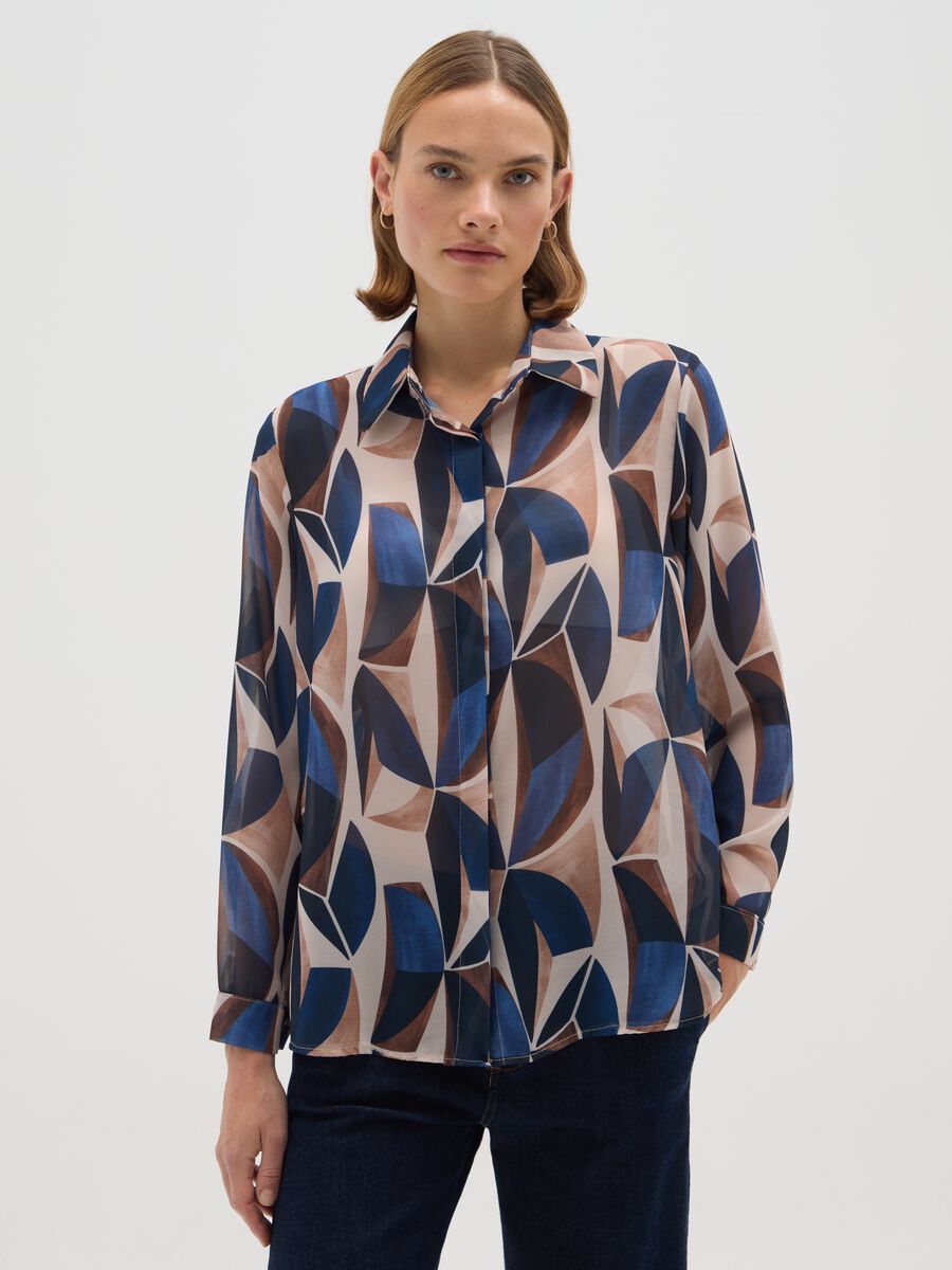 Multicolor regular fit blouse with print_0
