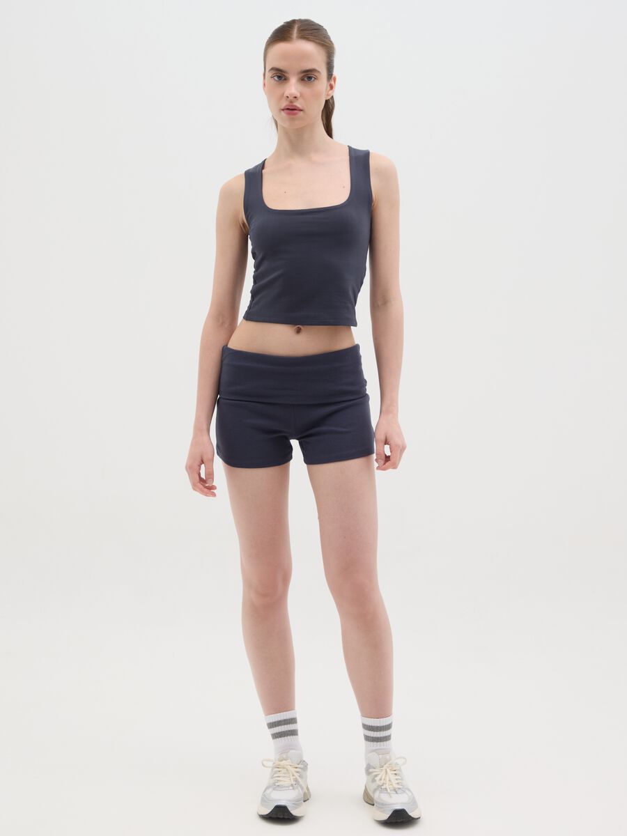 Women's blue fitted cotton tank top_1