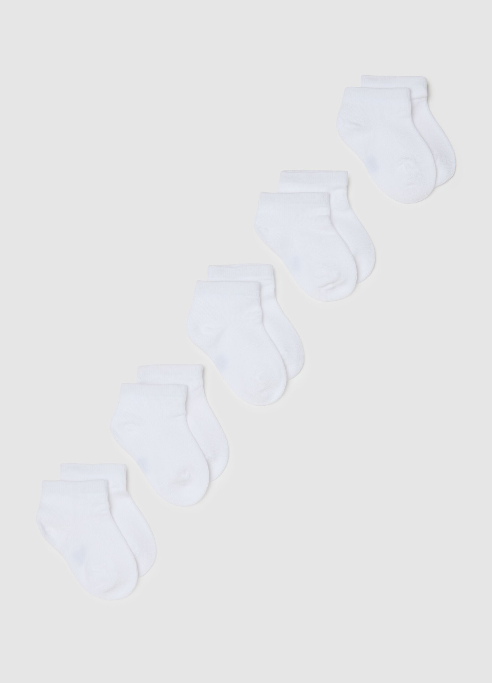 Multipack of white cotton blend ankle socks for babies