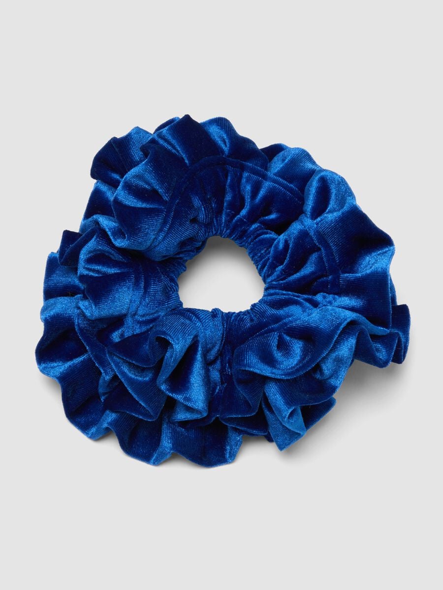 Velvet-effect blue scrunchie_1