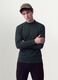 Green pure cotton T-shirt with structured stand-up collar, regular fit_0
