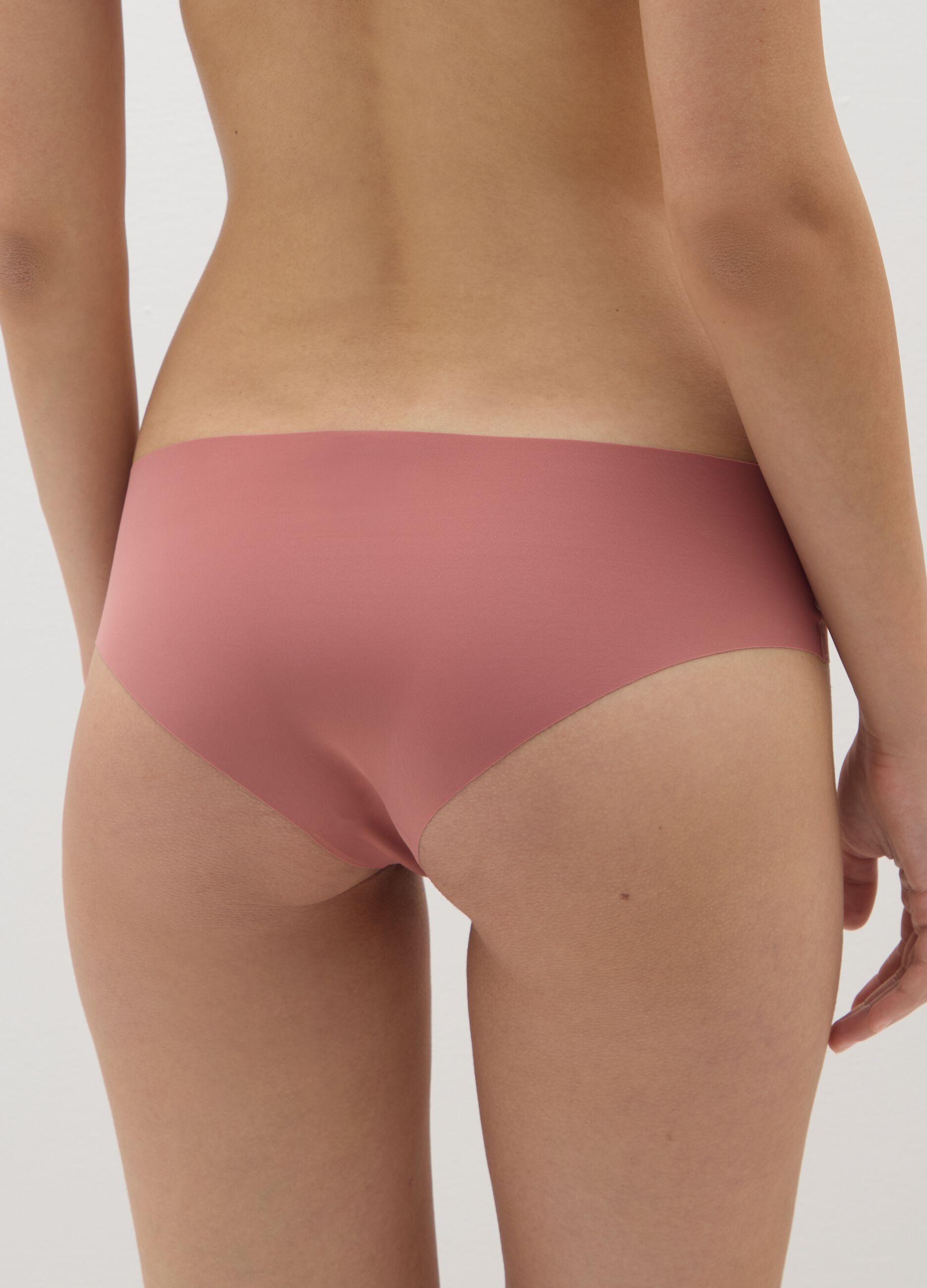 High-waist briefs in pink stretch fabric