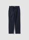 Blue stretch cotton paper bag trousers, regular fit_4
