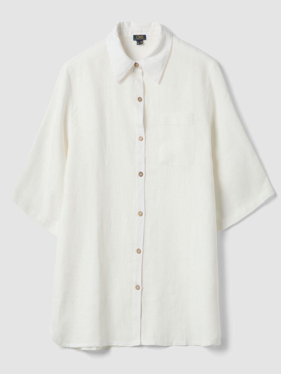 Long white pure linen beach cover-up_4