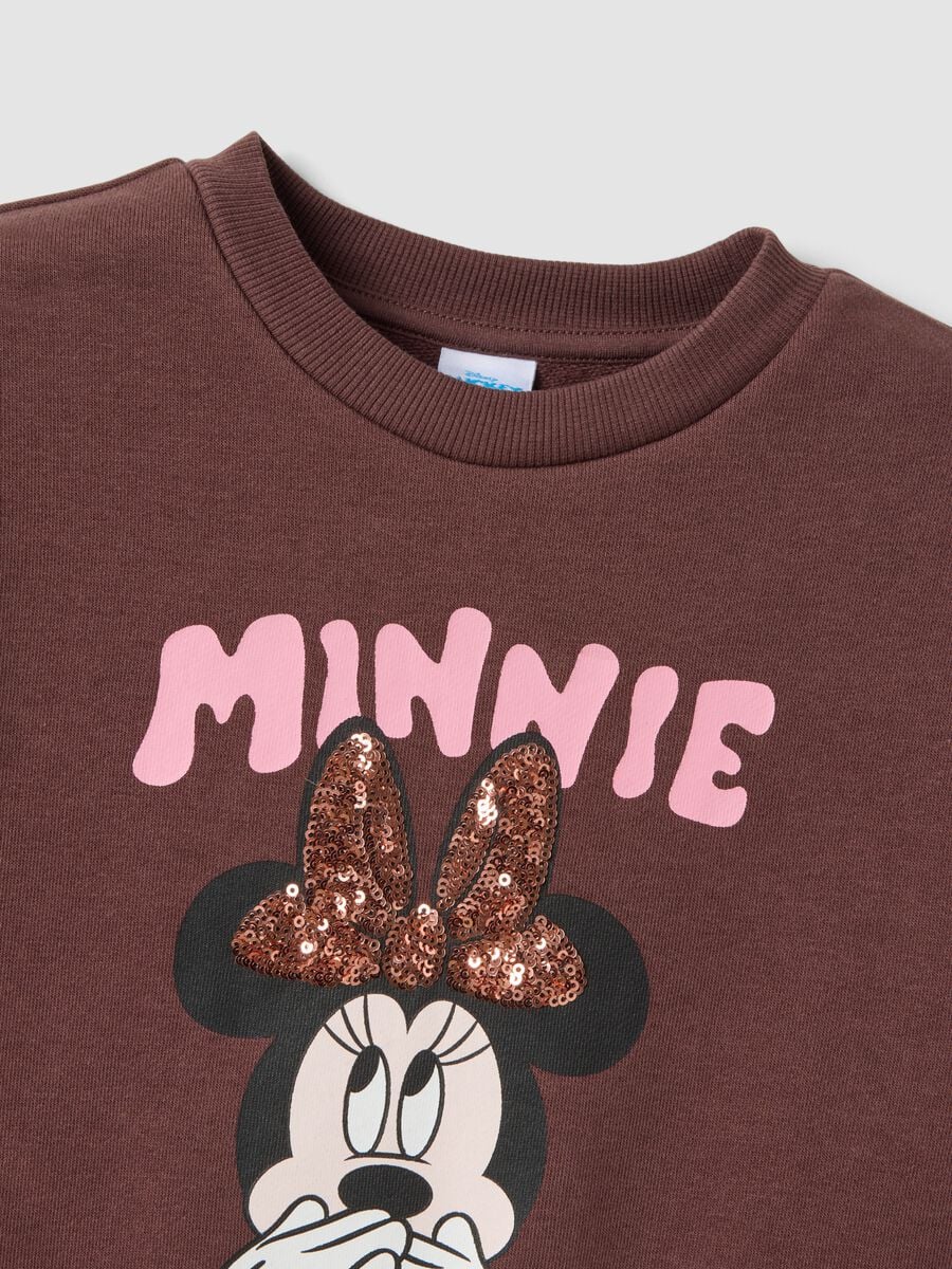 Abito marrone girocollo in misto cotone con stampa Minnie_3