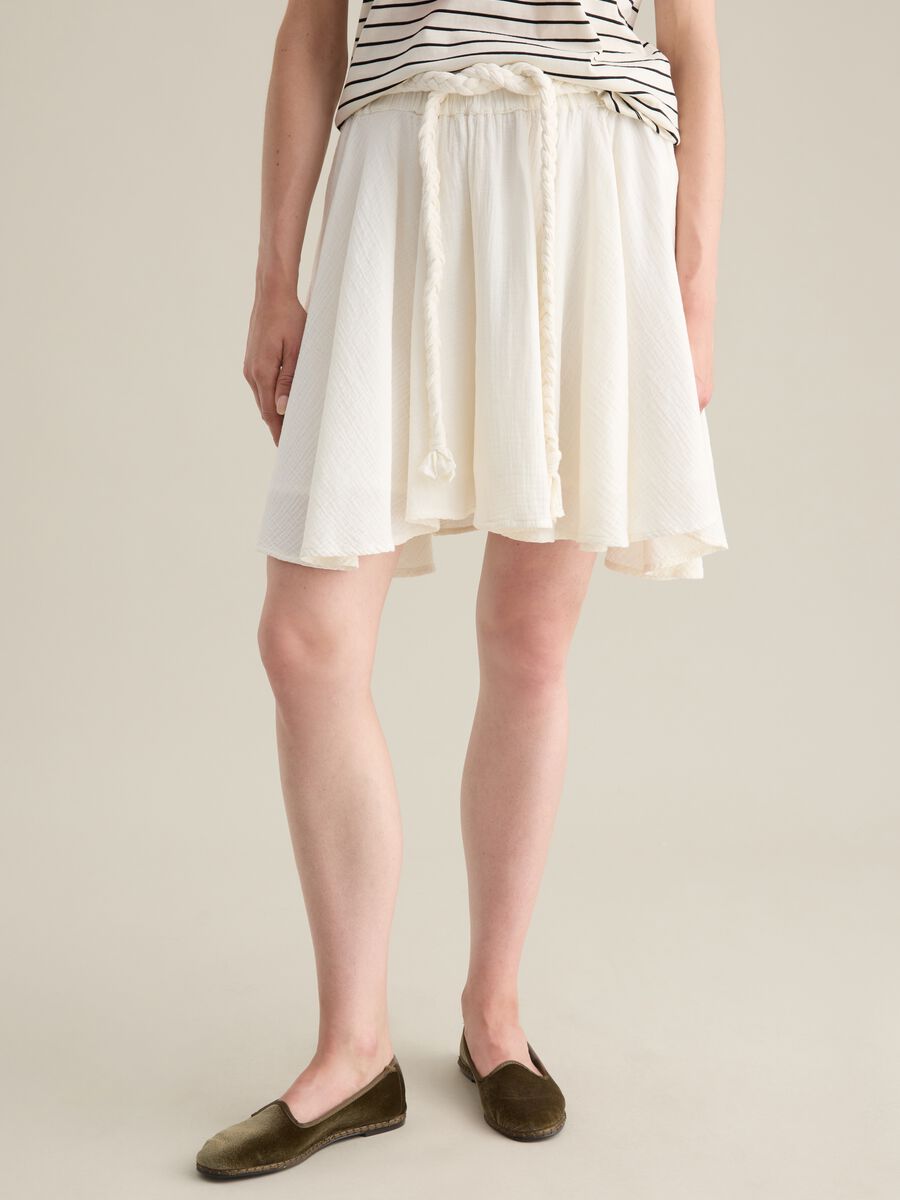 Women's white pure cotton skirt regular fit_2