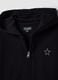 Black hooded sweatshirt in pure organic cotton with star for girls_2