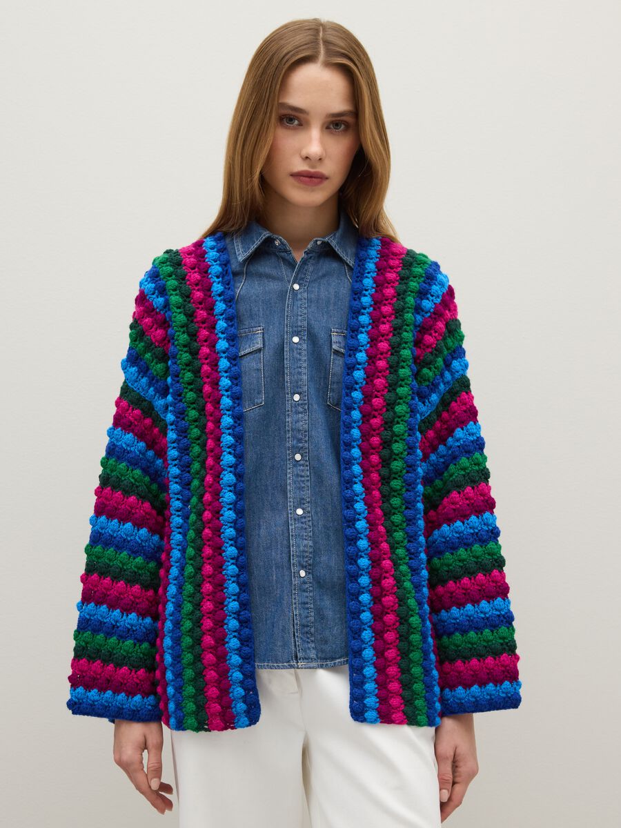 Cardigan a righe multicolor regular fit_0
