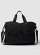 Black foldable travel bag with shoulder strap and zipped pockets_0