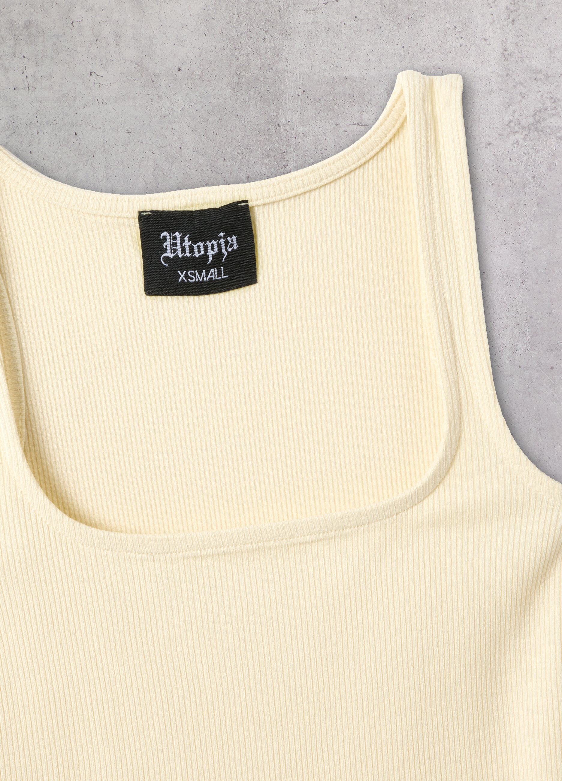 Tank Top Square Neck Pastel Yellow