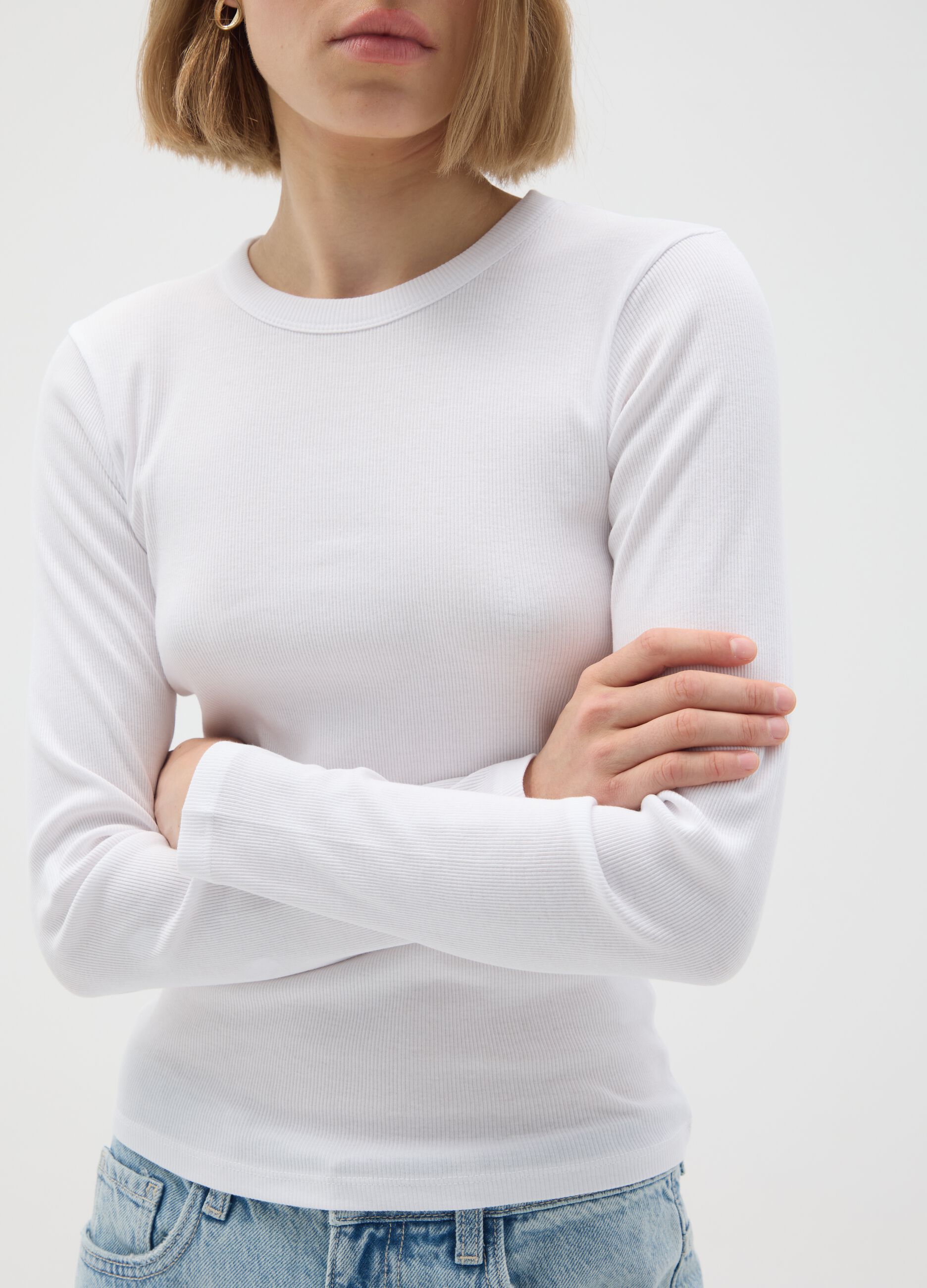 White pure cotton T-shirt regular fit