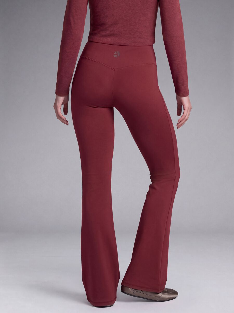 Leggings rossi flare in tessuto elasticizzato_2